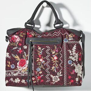 Johnny Was Roma Garnet Viper Overnight Bag Embroidered Red Handbag Burgundy NEW